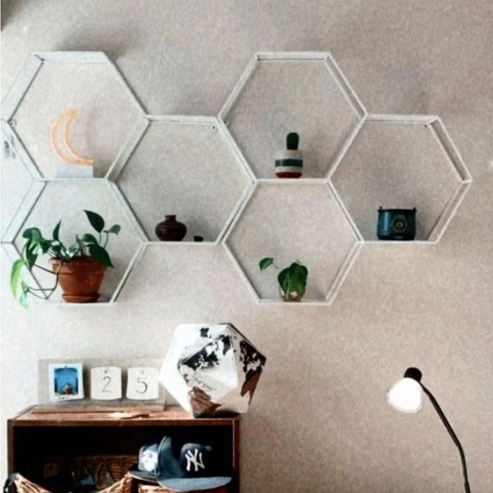 STRATTON HOME DECOR 3 Tier White Hexagon Shelf, Brand New, unopened, perfect!